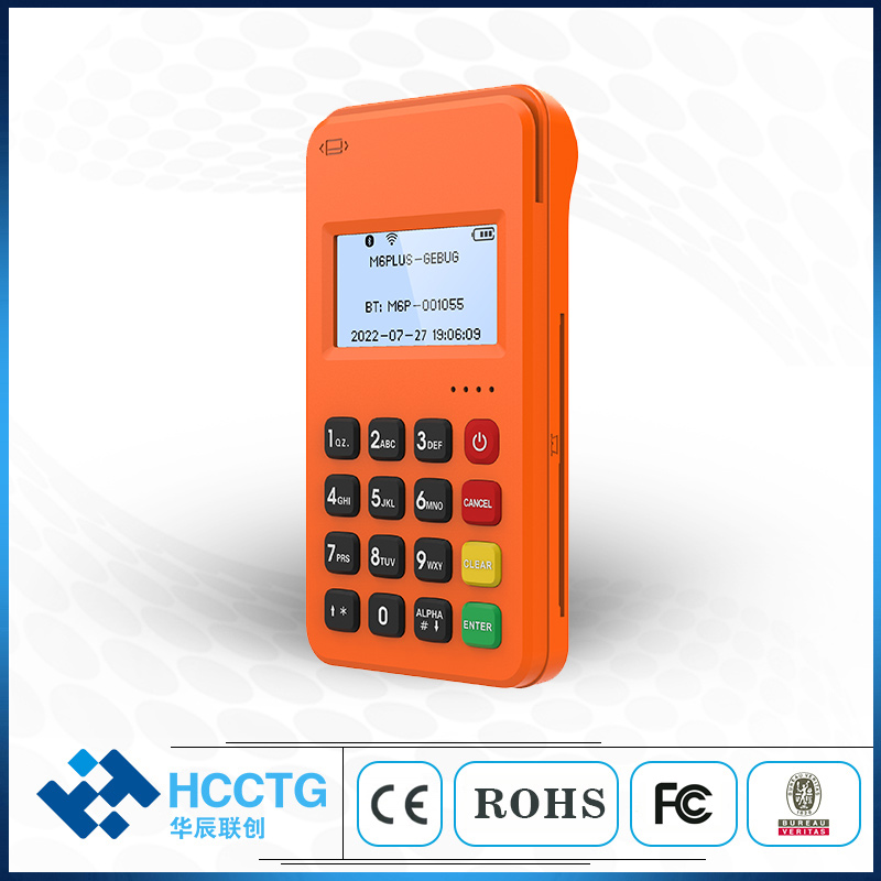 HCCTG محطة دفع متنقلة 3 في 1 تعمل بتقنية Bluetooth EMV PCI MPOS M6 PLUS