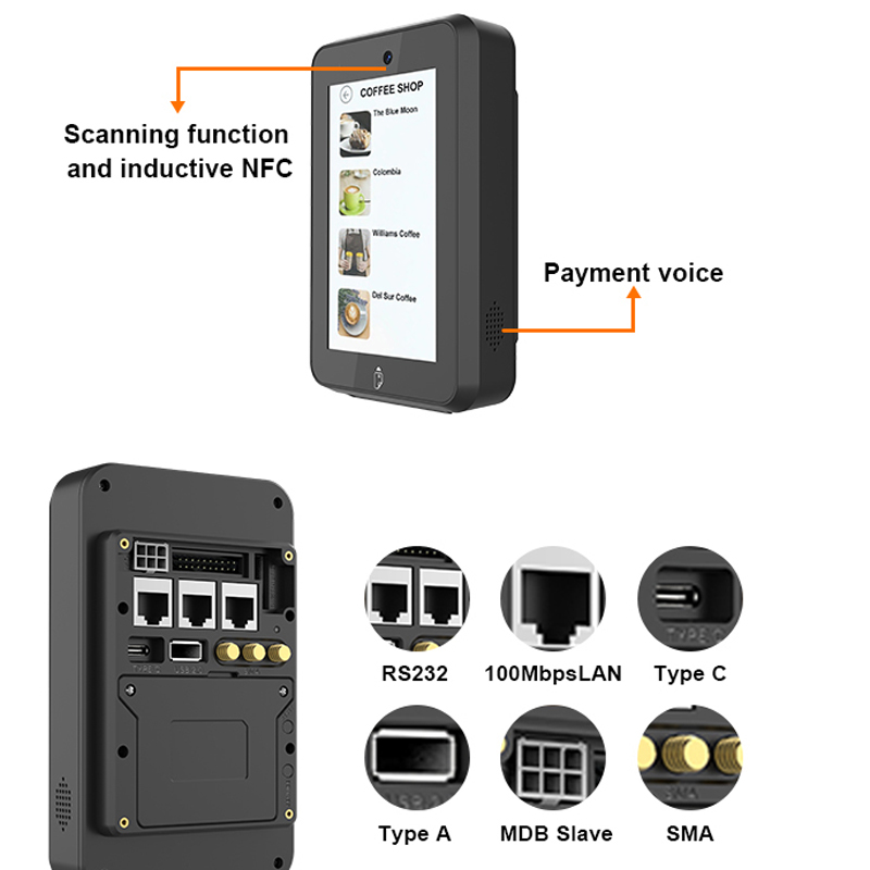 MDB Android 14.0 محطة دفع الخدمة الذاتية غير مراقبة لآلات البيع CM30